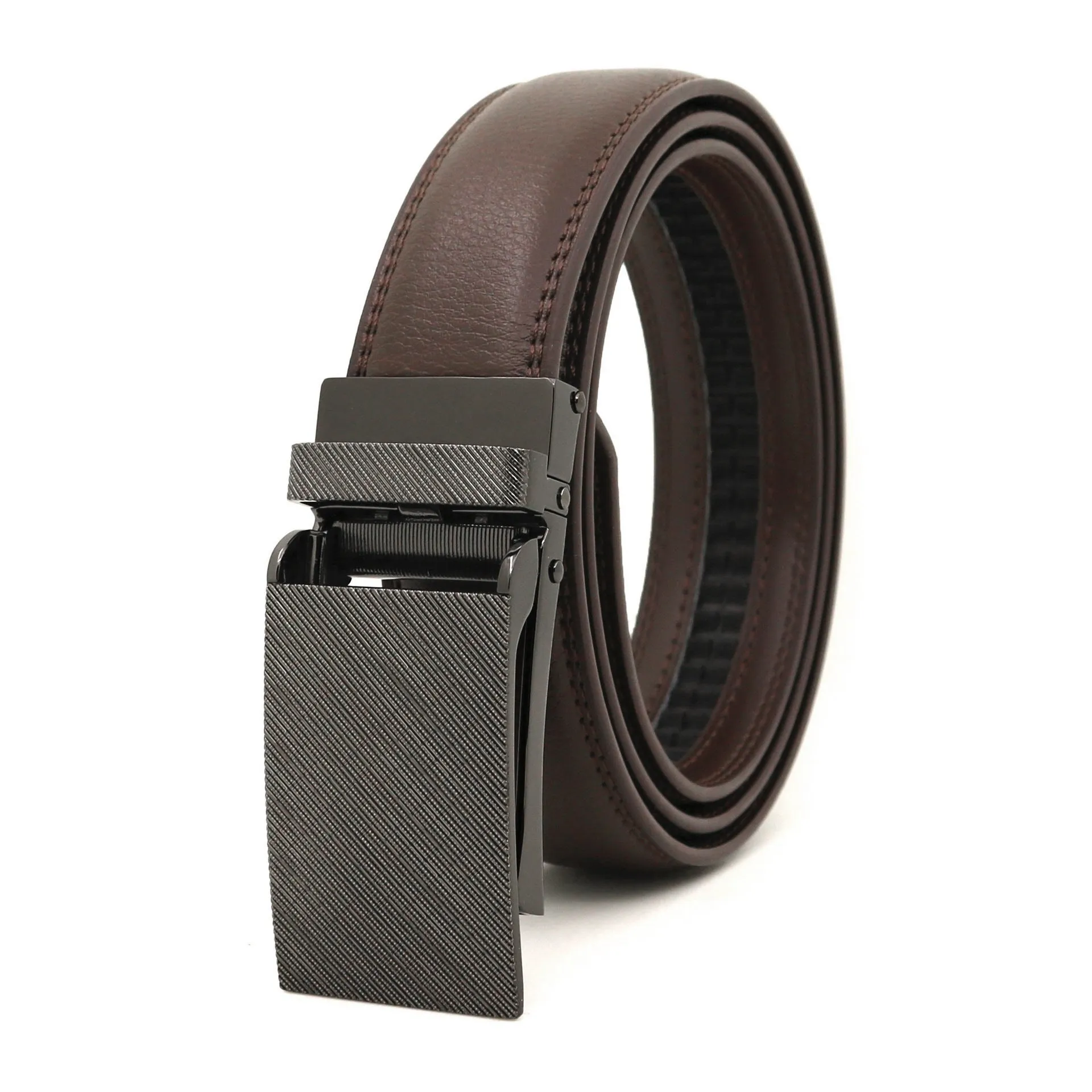 Men's Automatic Reverse Pull Buckle Leather Belt