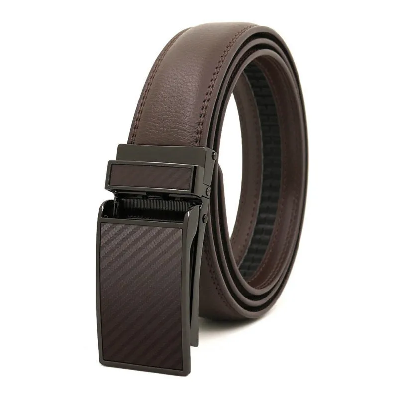 Men's Automatic Reverse Pull Buckle Leather Belt