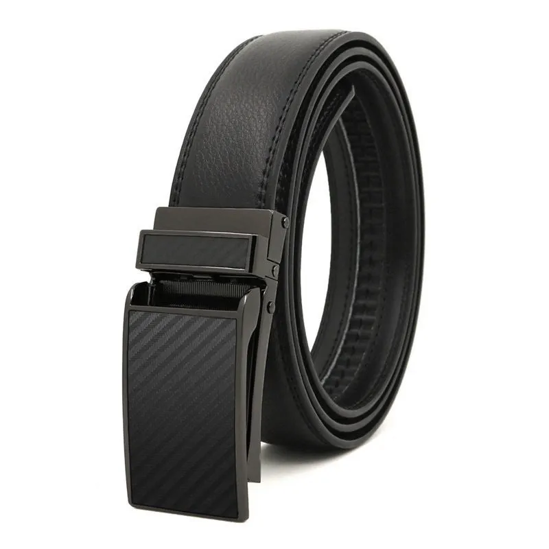 Men's Automatic Reverse Pull Buckle Leather Belt