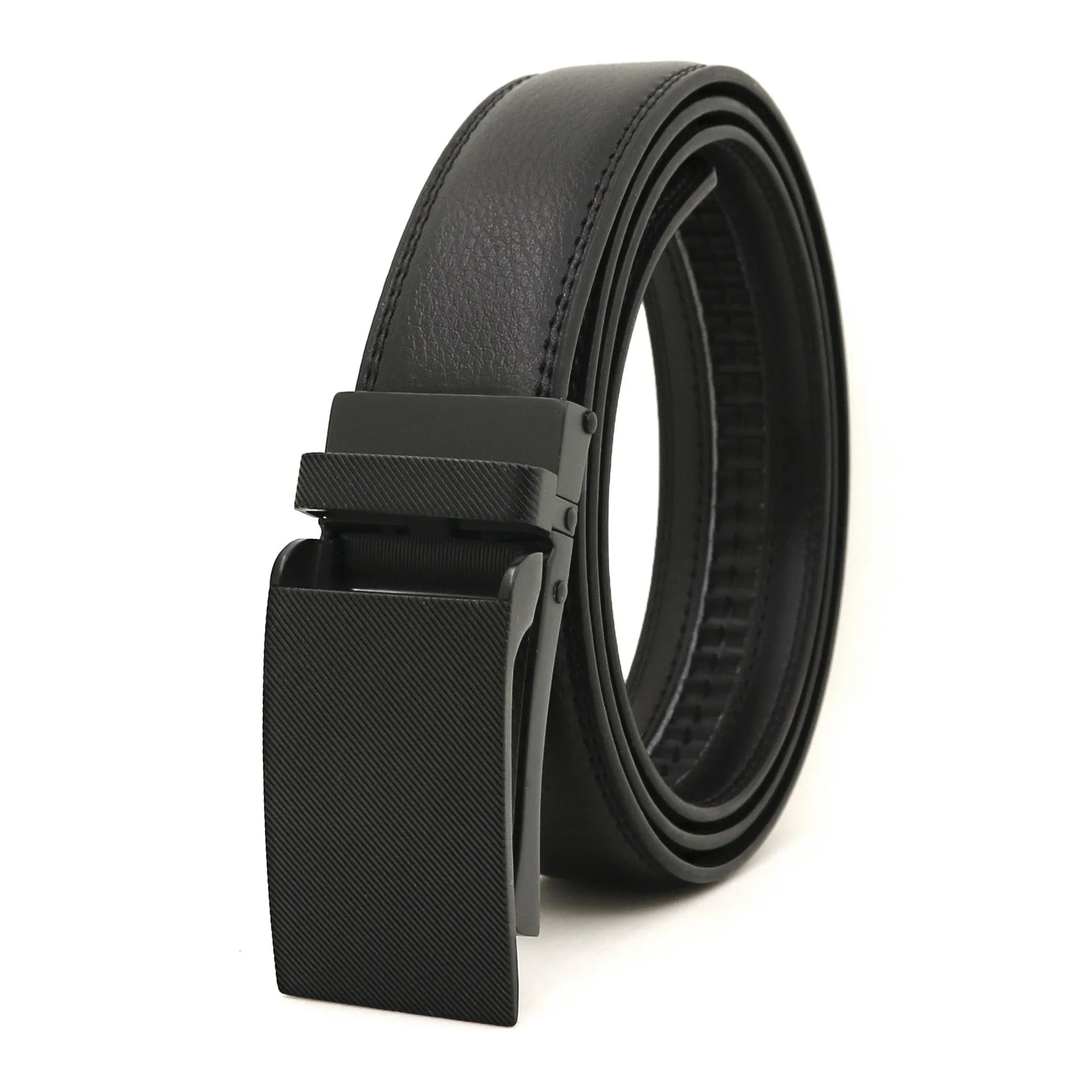 Men's Automatic Reverse Pull Buckle Leather Belt