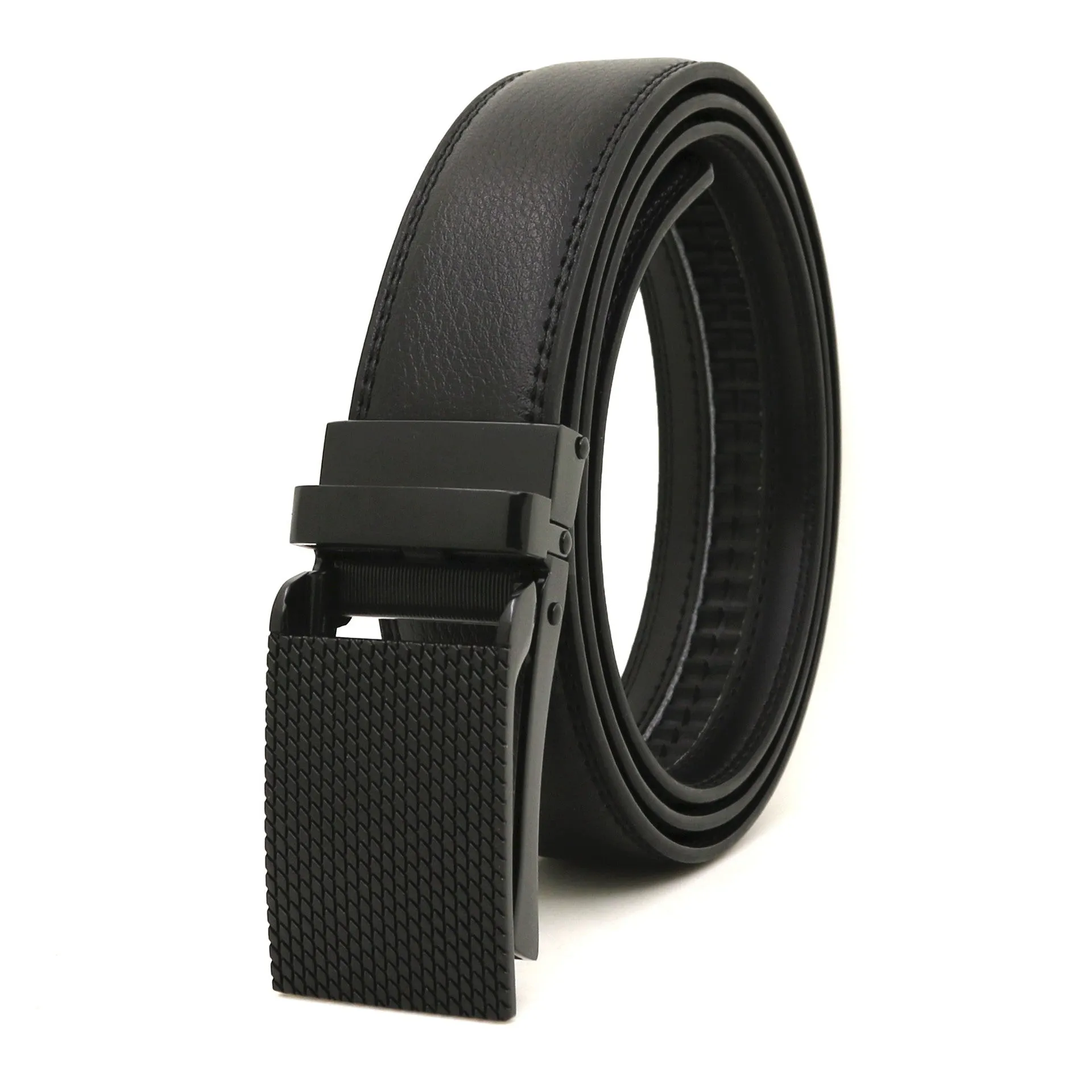 Men's Automatic Reverse Pull Buckle Leather Belt