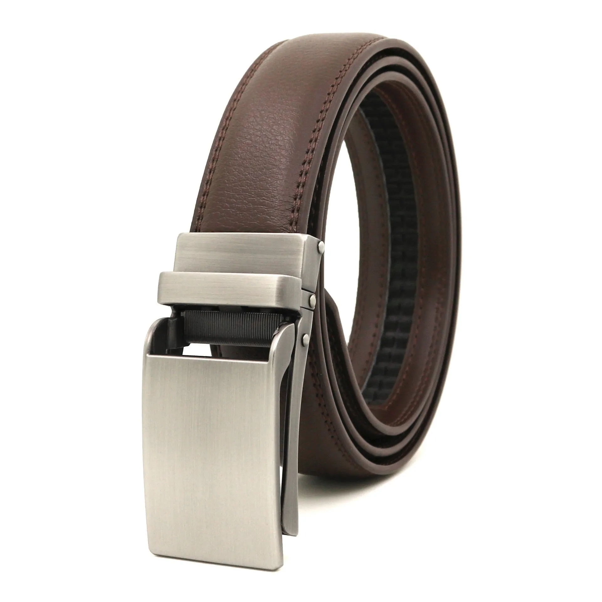 Men's Automatic Reverse Pull Buckle Leather Belt