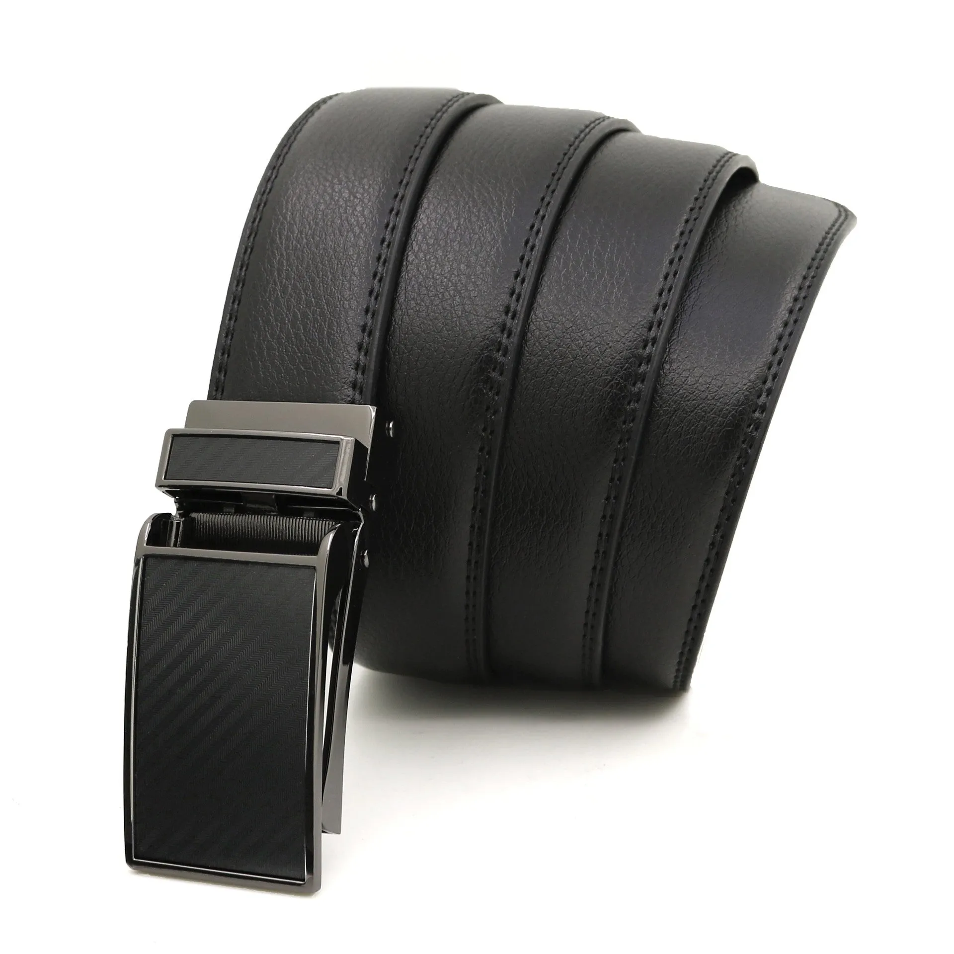Men's Automatic Reverse Pull Buckle Leather Belt
