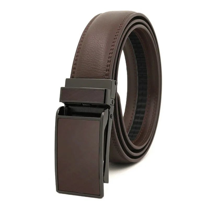 Men's Automatic Reverse Pull Buckle Leather Belt