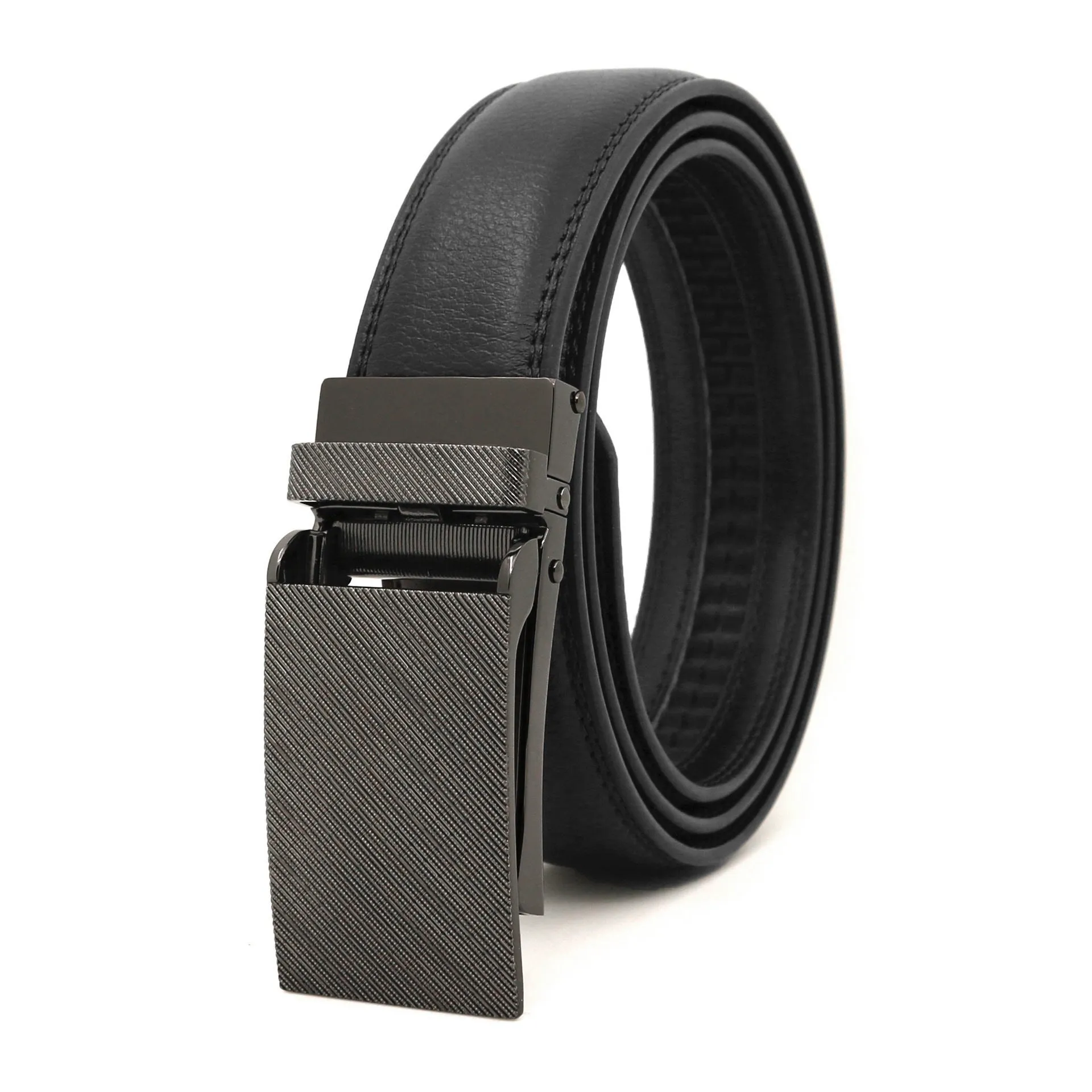 Men's Automatic Reverse Pull Buckle Leather Belt