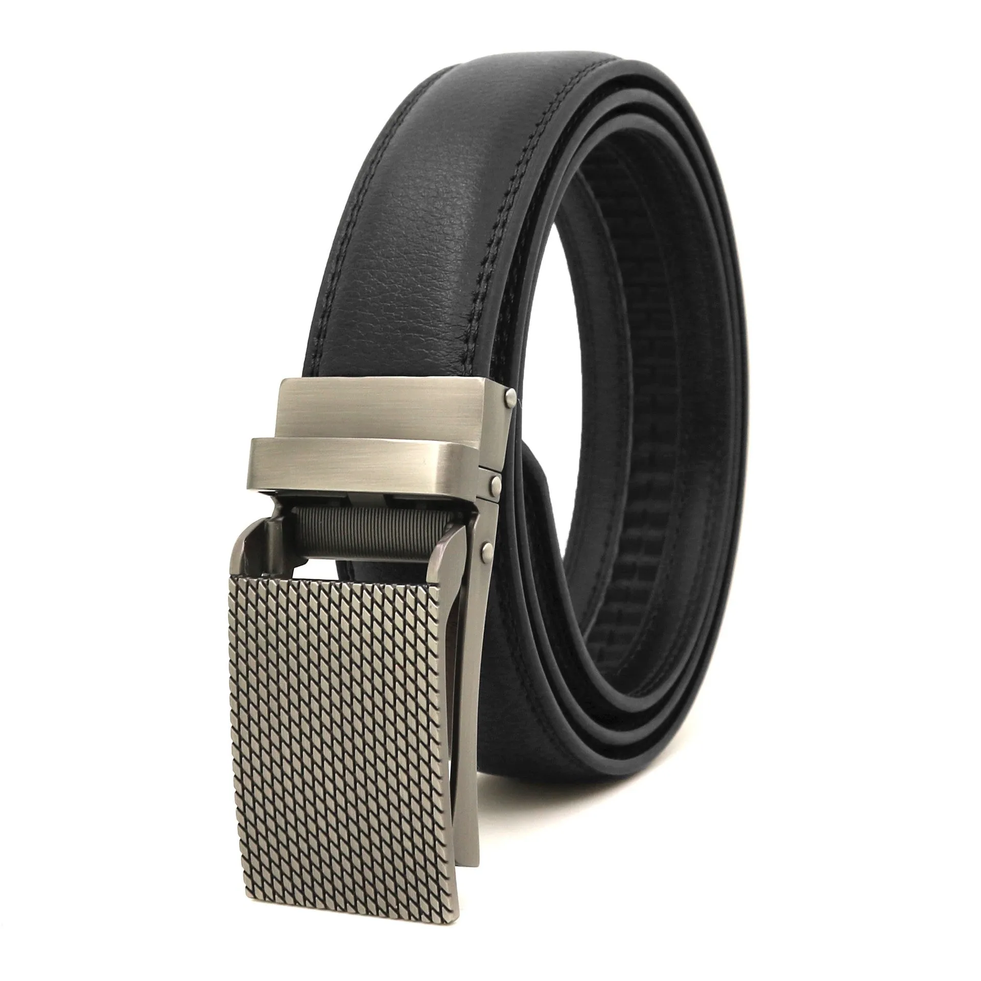 Men's Automatic Reverse Pull Buckle Leather Belt