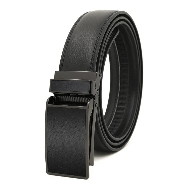 Men's Automatic Reverse Pull Buckle Leather Belt