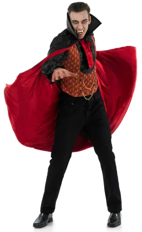 Mens Count Dracula Halloween Vampire Fancy Dress Costume   Cape