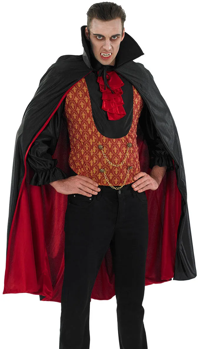 Mens Count Dracula Halloween Vampire Fancy Dress Costume   Cape