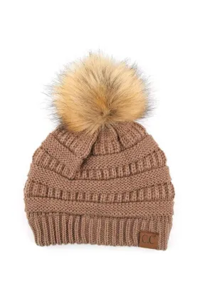 Mia Knit Pom Beanie-Taupe