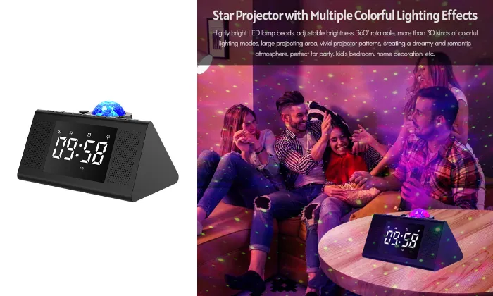 Multifunctional Star Projector Night Light Alarm Clock