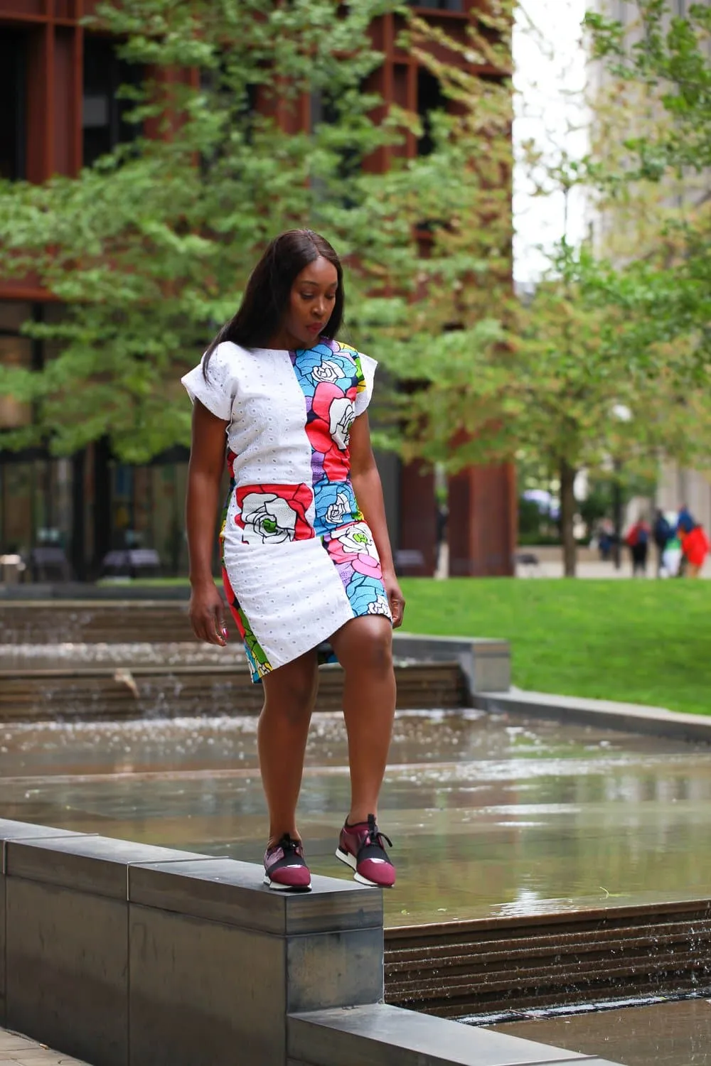 New in - African Print Ankara Shift Dress - White