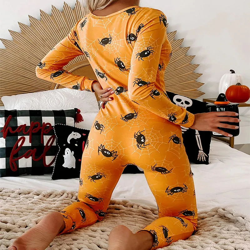 Nsquared Halloween Printed Jumpsuit Long Sleeve Home Pajamas Casual Trousers Women's Cos Clothing