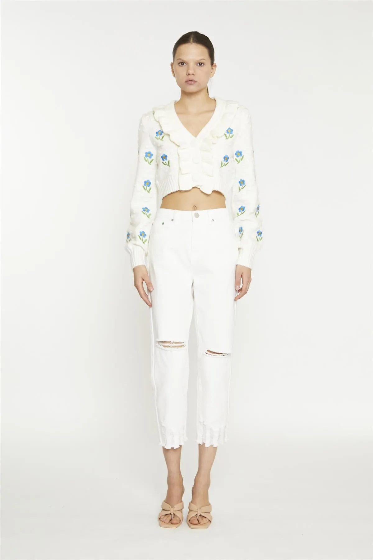 Off-White Ripped Cropped-Jeans