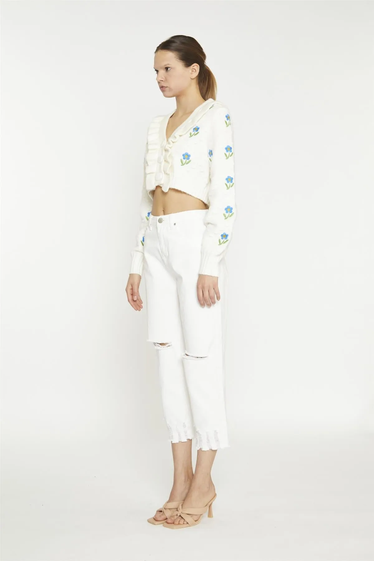 Off-White Ripped Cropped-Jeans