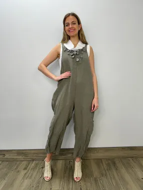 Olive Lantern Linen Jumpsuit