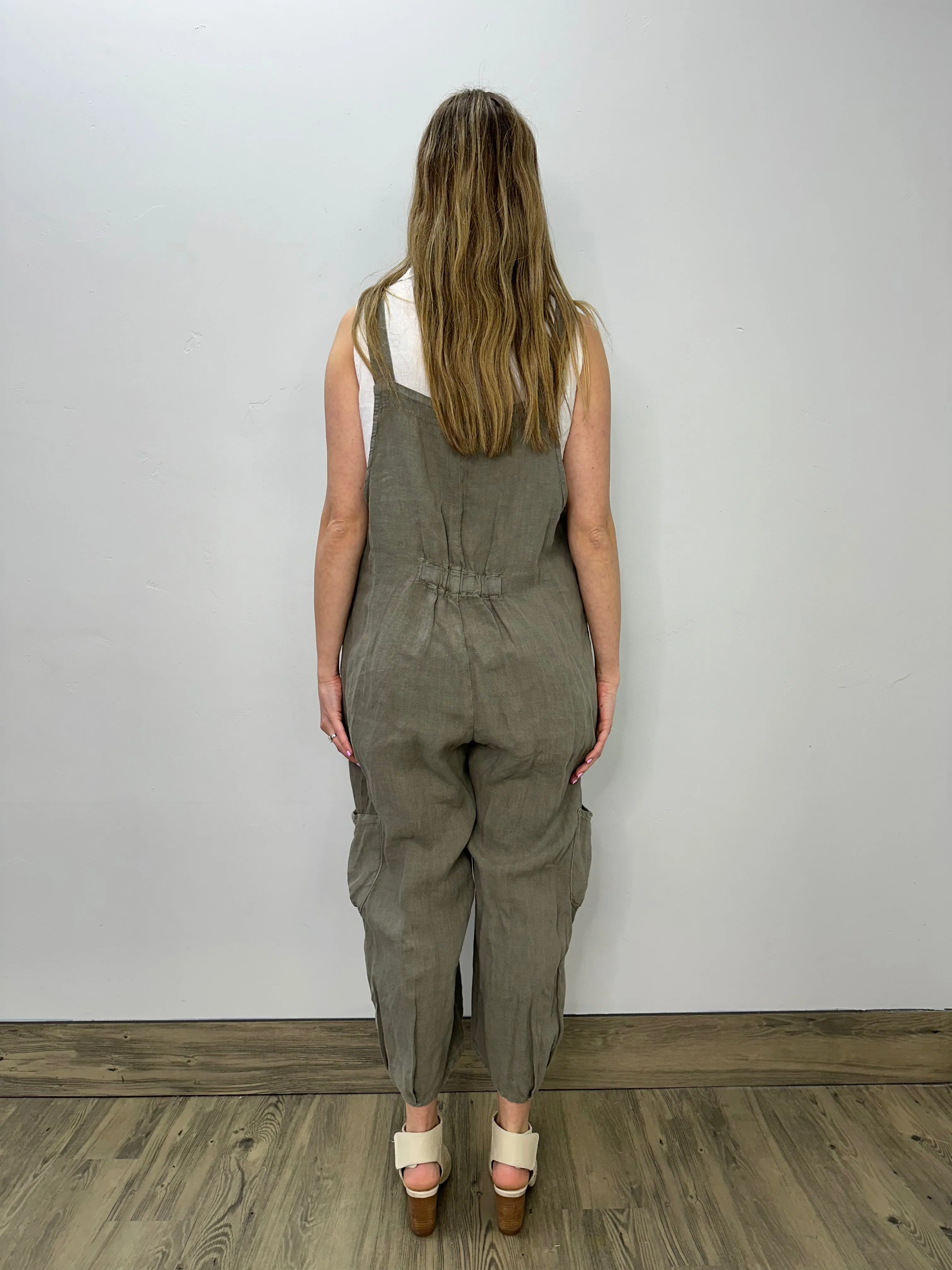 Olive Lantern Linen Jumpsuit