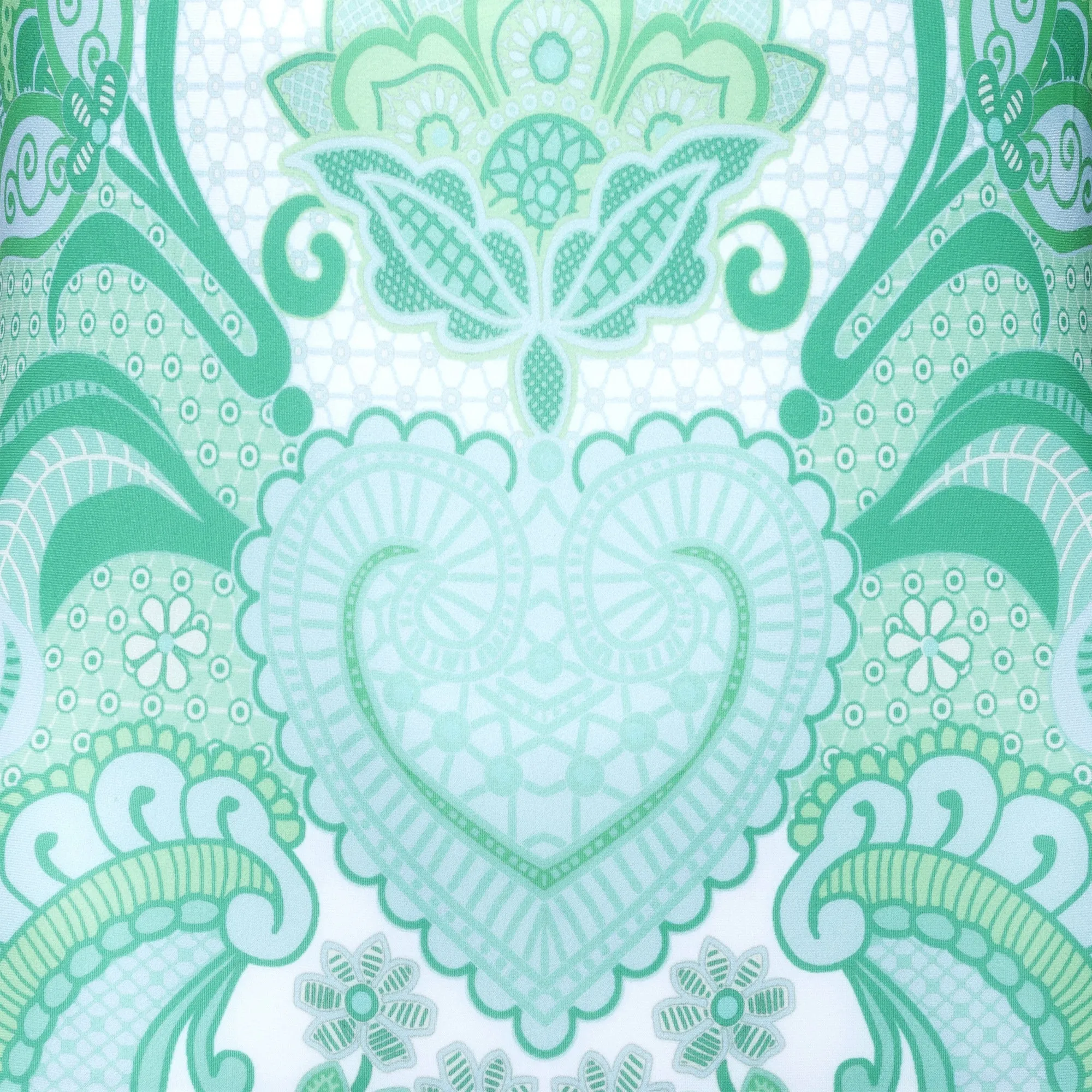 Olympic one-piece swimsuit emerald heart print