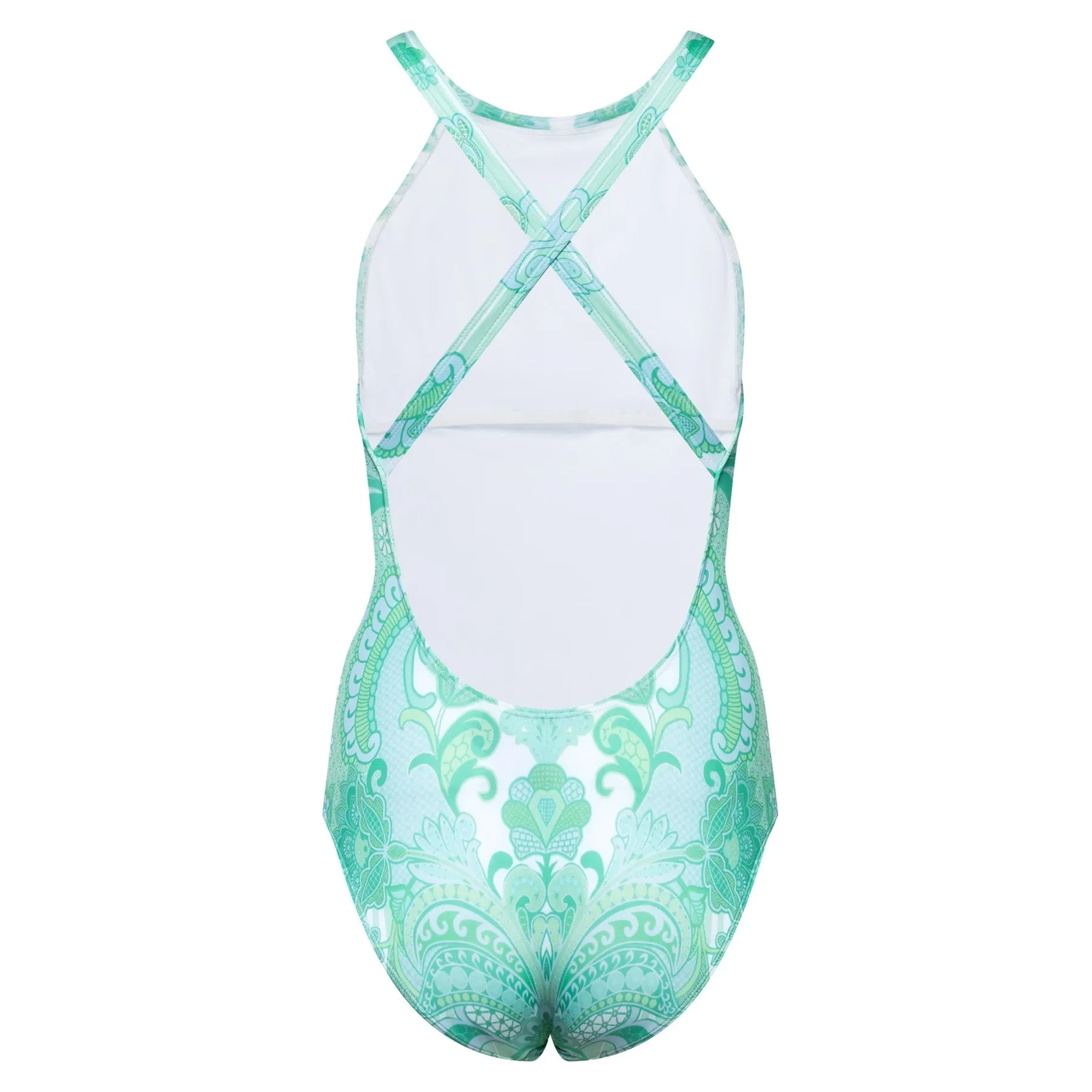 Olympic one-piece swimsuit emerald heart print