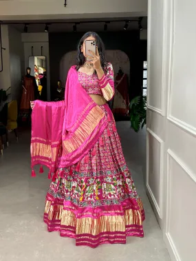 Pink Color Patola Printed Gaji Silk New Arrivals Lehenga Choli