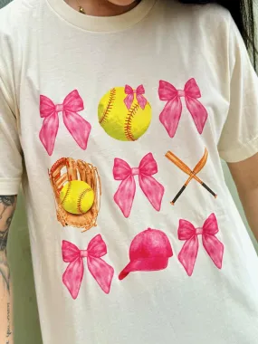 Pink Softball Bows