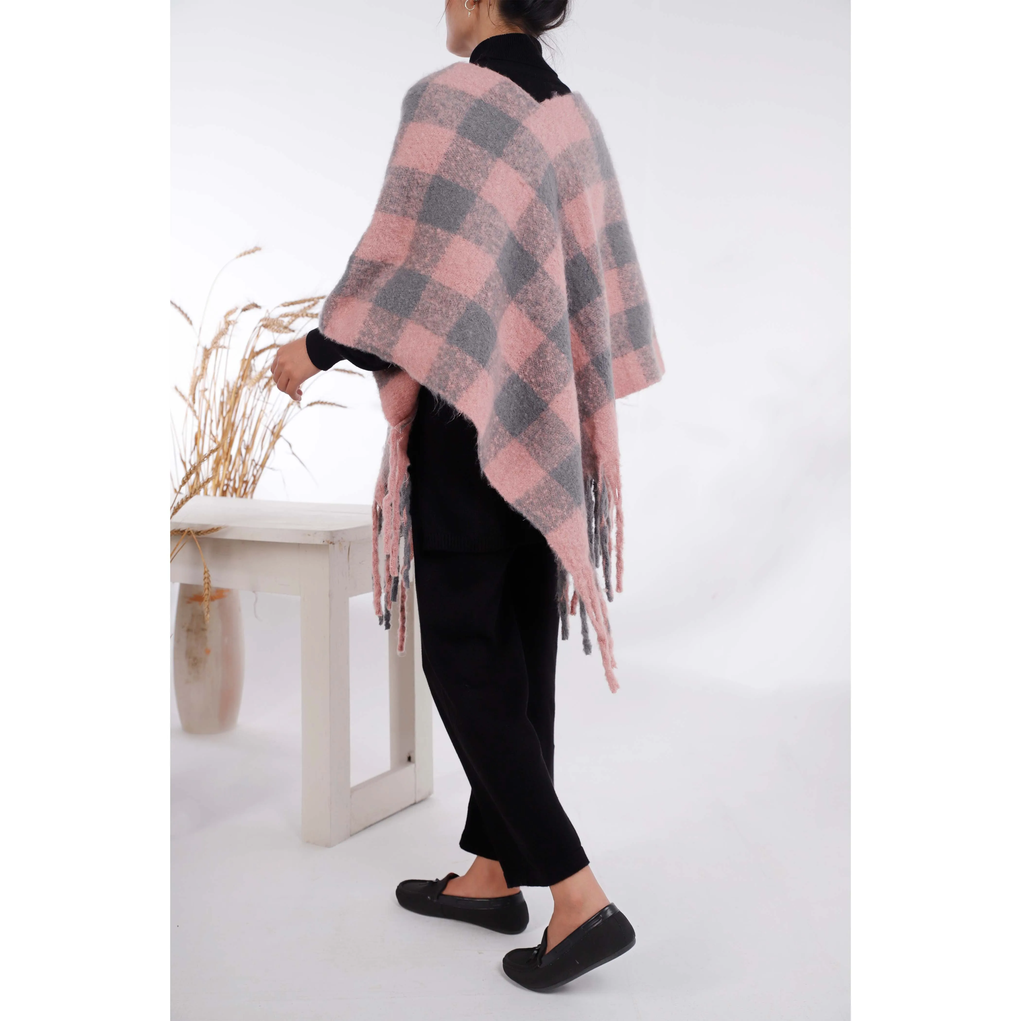 Pink Winter Acrylic Cape Shawl PW4901