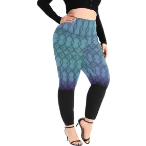 PlusSize 3tone Turqouise High-waisted Leggings,gym/yoga/partywear/chillout wear,Gifts for Her/Christmas/Thanksgiving/Birthday/Graduation