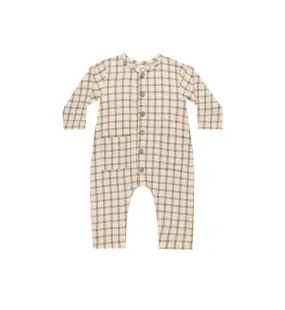 Pocketed Woven Jumpsuit - Cinnamon Plaid