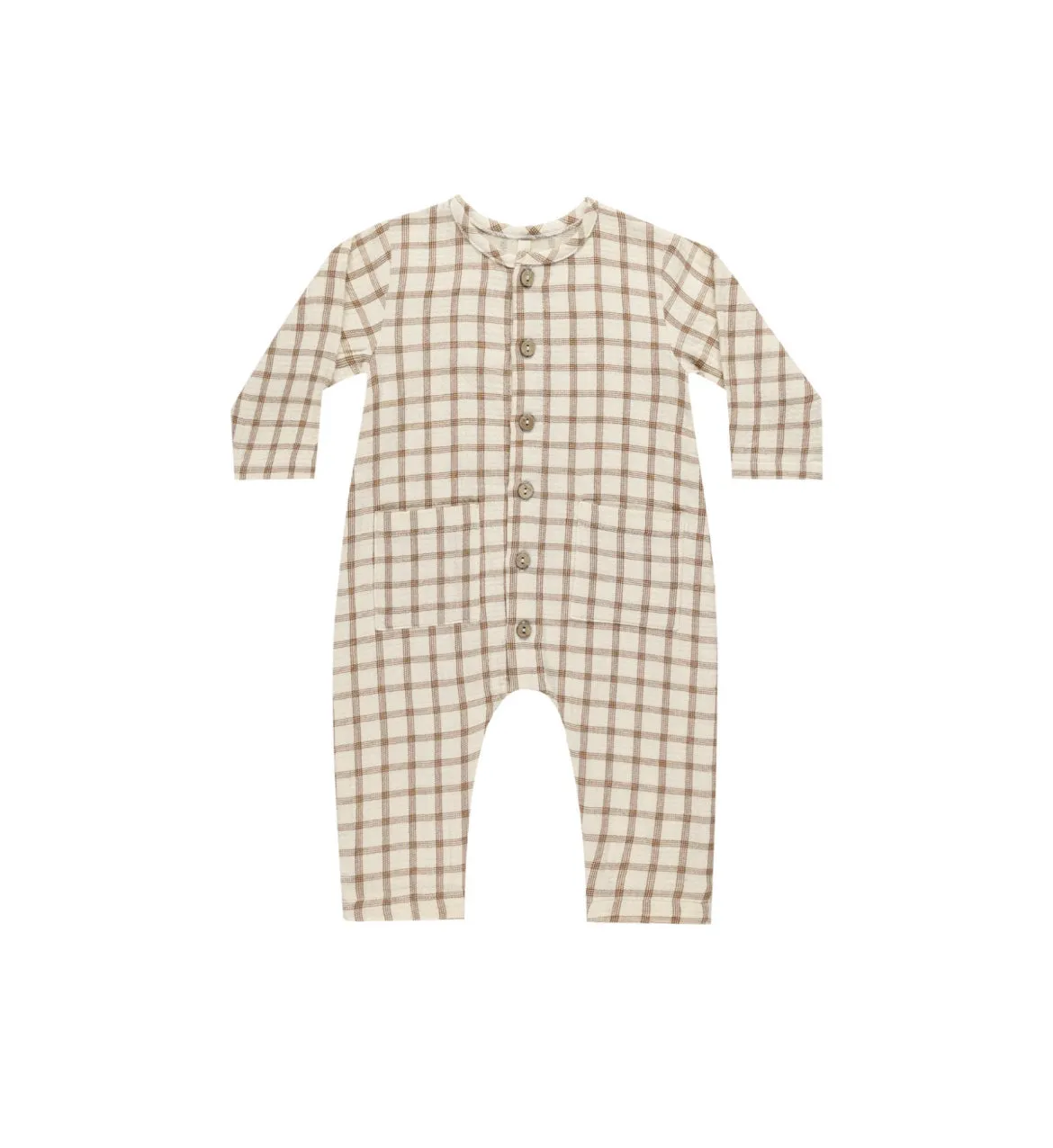 Pocketed Woven Jumpsuit - Cinnamon Plaid