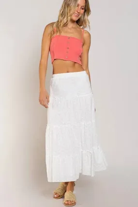 POL Eyelet Tiered Maxi Skirt