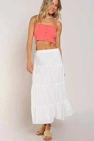 POL Eyelet Tiered Maxi Skirt