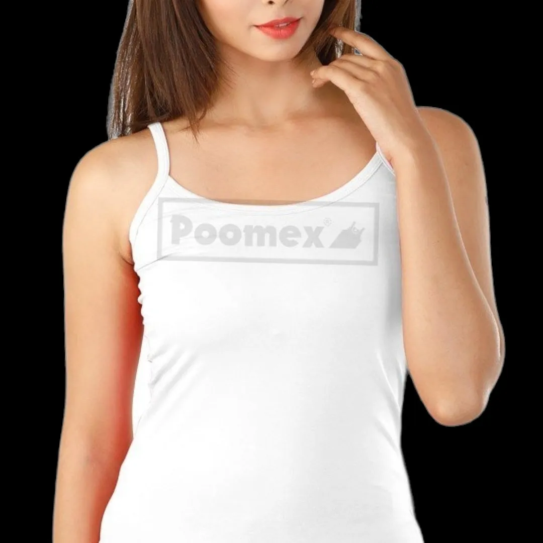 Poomex Comfed Cotton Ladies Slip Comisole Black, White, Skin Colour