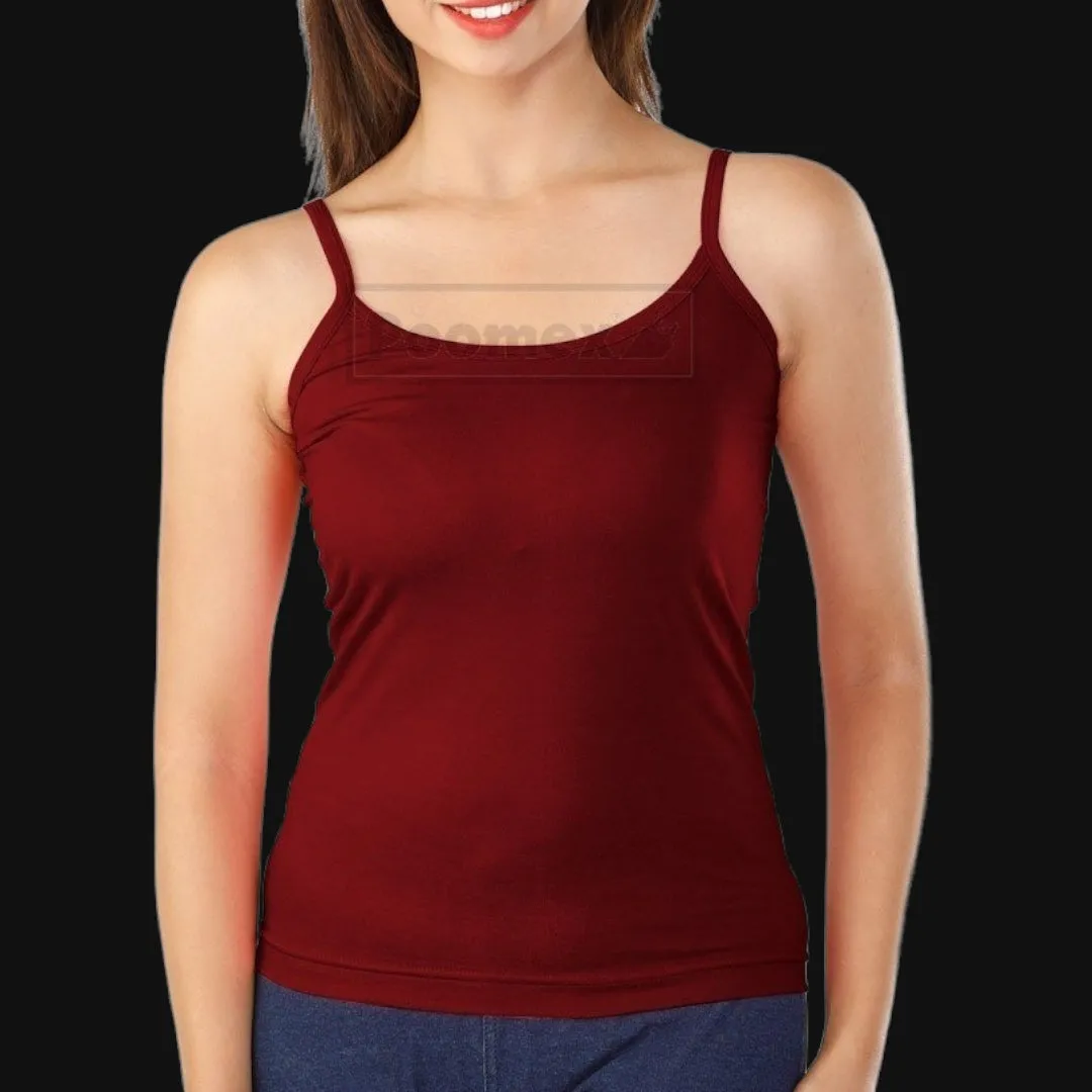 Poomex Comfed Cotton Ladies Slip Comisole Black, White, Skin Colour