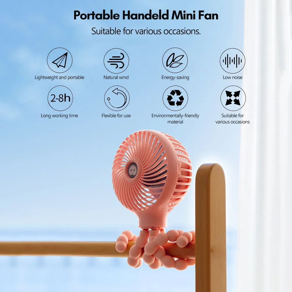 Portable Handheld Mini Fan - Flexible Octopus Tripod