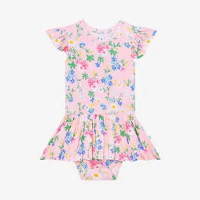 Posh Peanut Nicole Ruffled Capsleeve Basic Twirl Skirt Bodysuit
