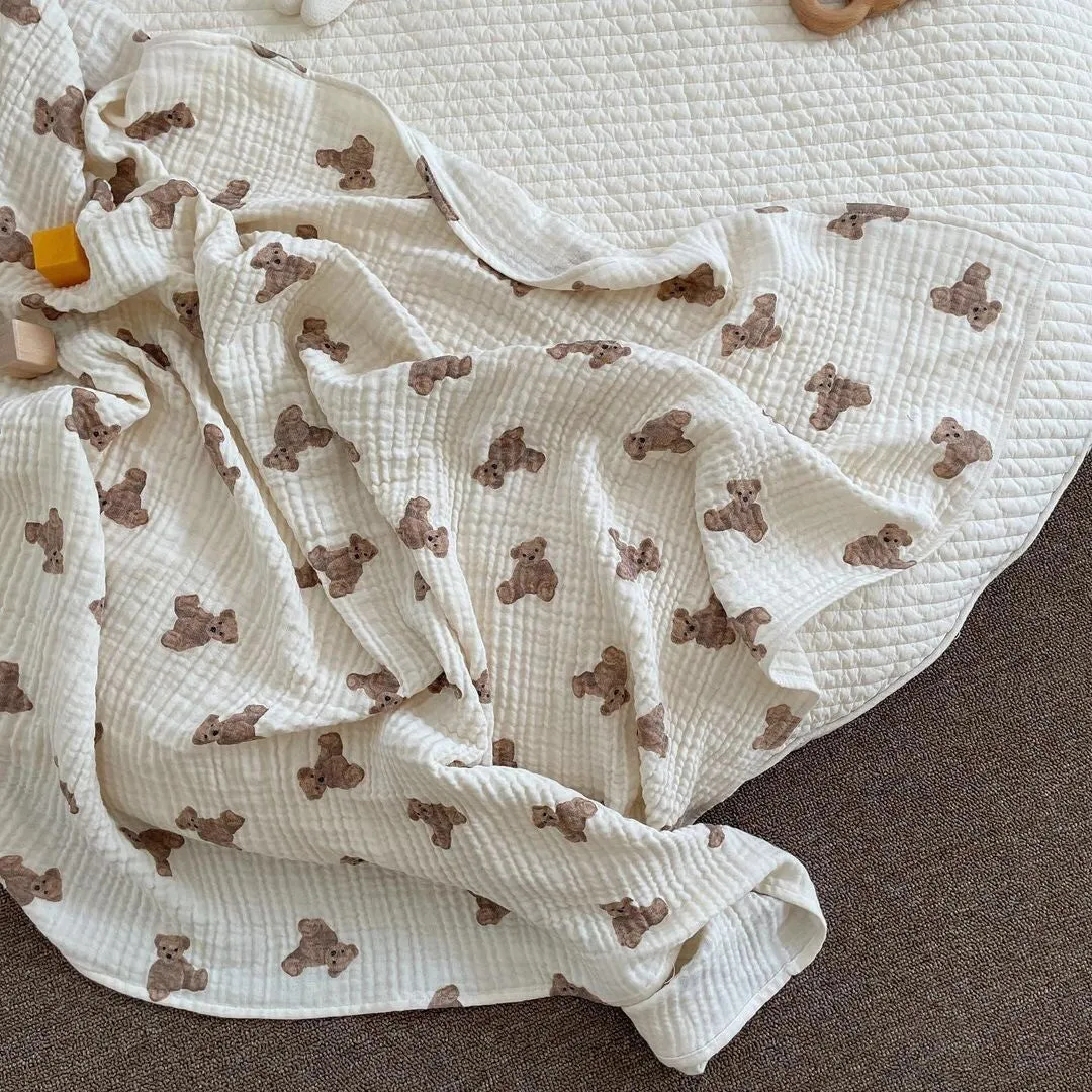 Pure Cotton Double-Layer Baby Print Blanket