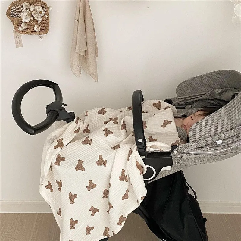 Pure Cotton Double-Layer Baby Print Blanket