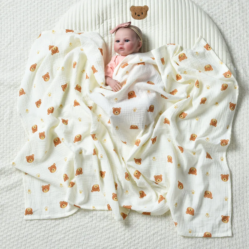 Pure Cotton Double-Layer Baby Print Blanket
