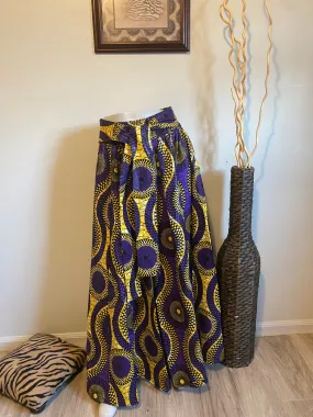 Purple / Yellow African Print Maxi Skirt