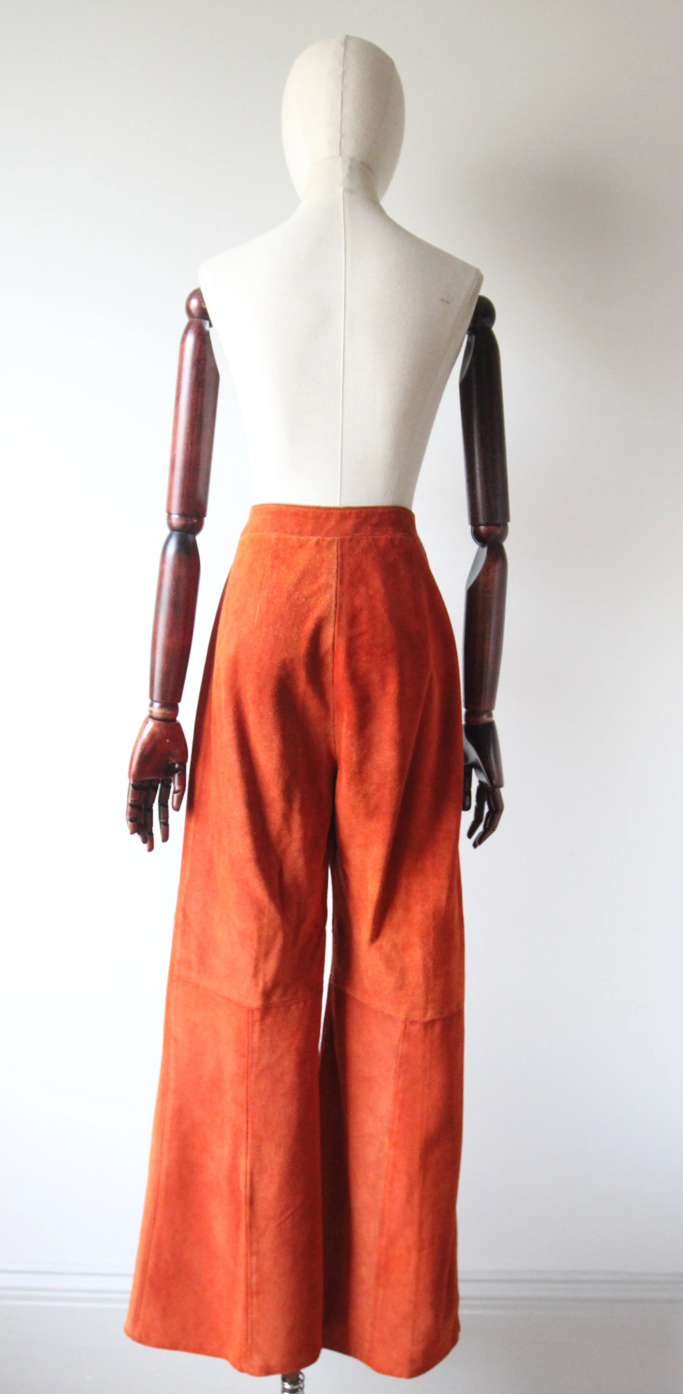 "Ginger Suede" Vintage 1970's Wide Leg Ginger Suede High Rise Trousers UK 12 US 8