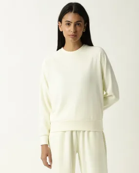 Rareism Women Cax Light Yellow Cotton Blend Fabric Relaxed Fit Full Sleeves Solid Round Neck Sweatshirt