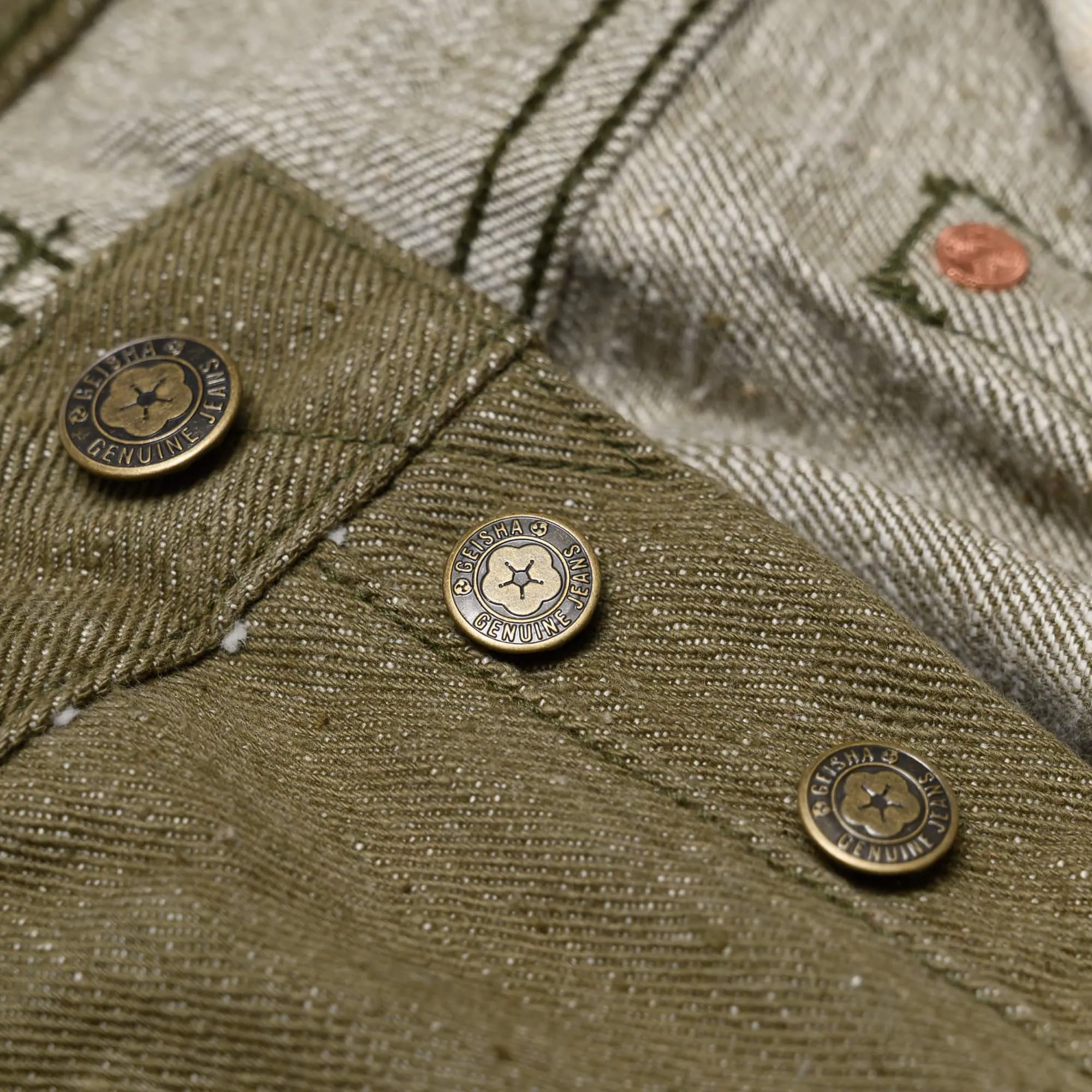 S0170GNX Uguisu Green Selvedge Denim - Slim Straight Tapered