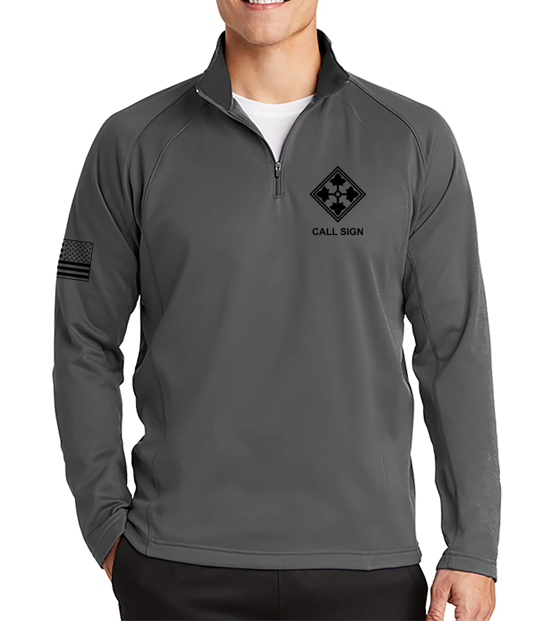 Stagecoach Grey 1/4 Zip Pullover Sweatshirt, Black Design. This sweatshirt is NOT Approved for PT