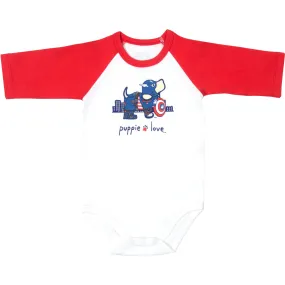 Super Hero 3/4 Length Red Sleeve Onesie