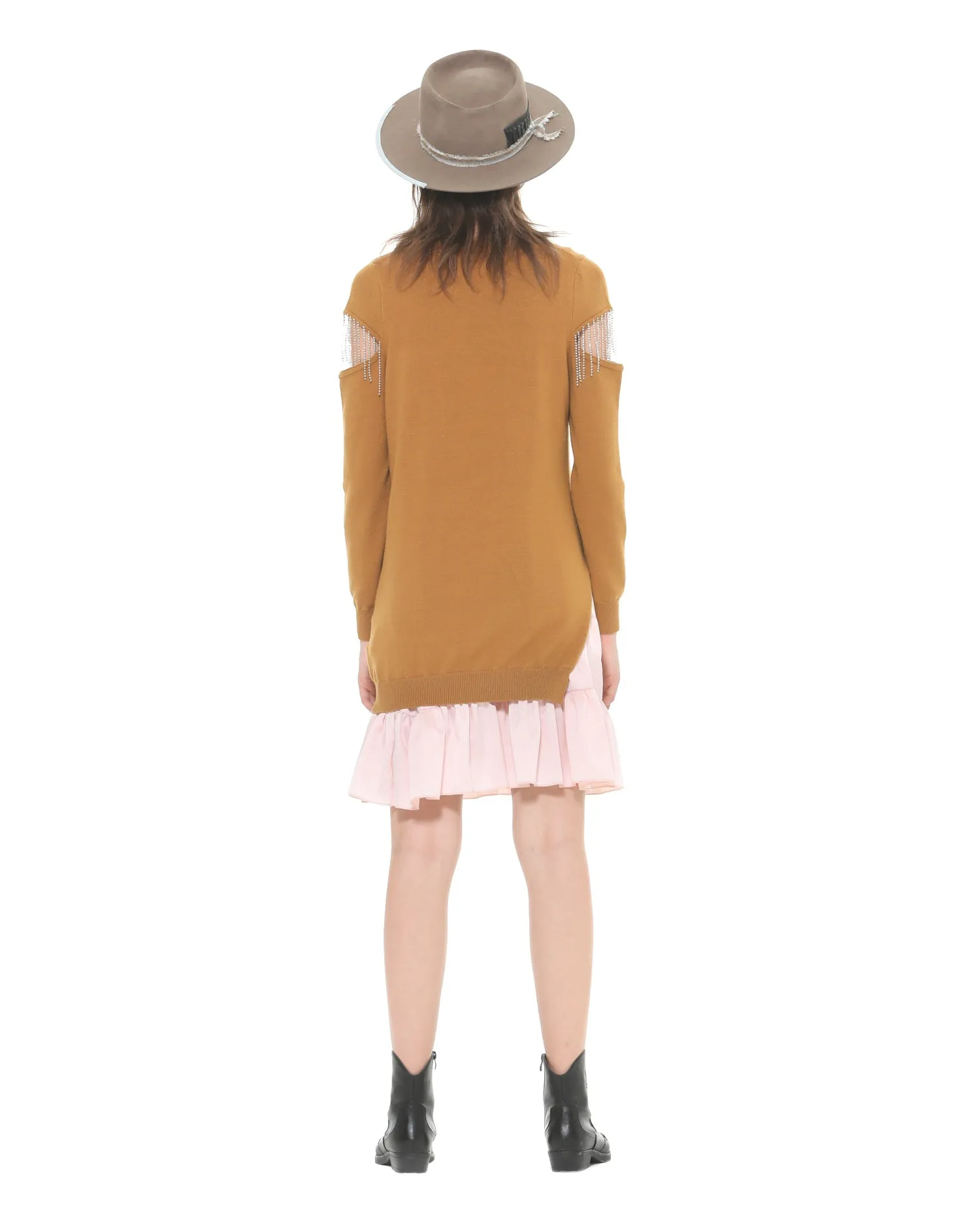 Sweater with satin dress