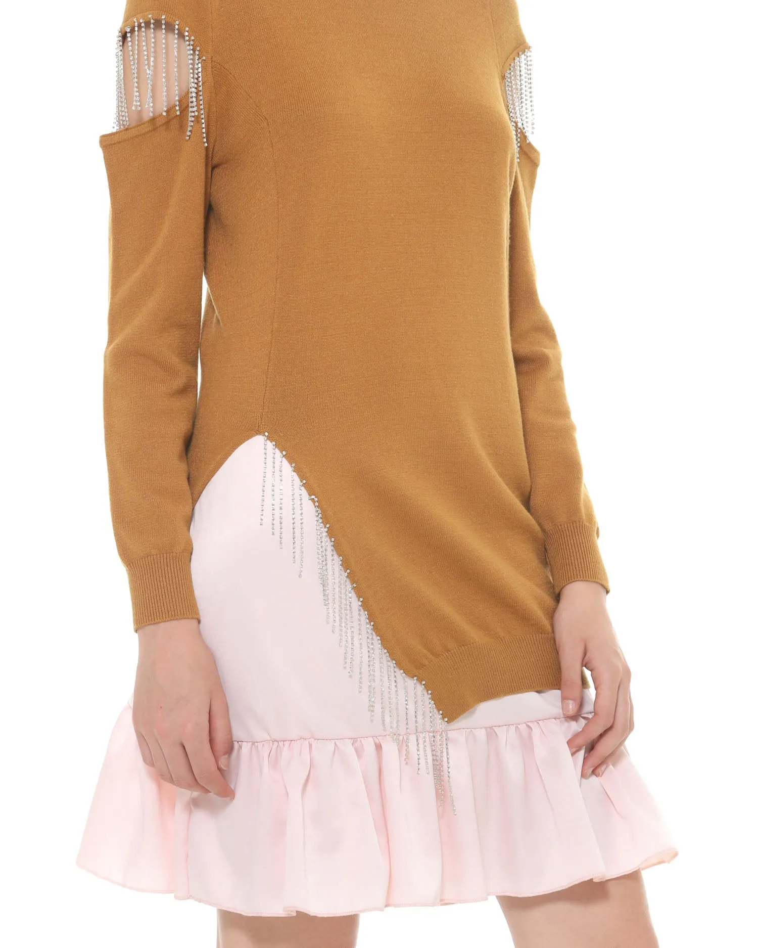 Sweater with satin dress