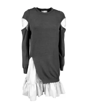 Sweater with satin dress