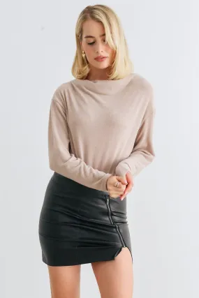 Taupe Long Sleeve Soft To Touch Bodysuit /1-2-2-1