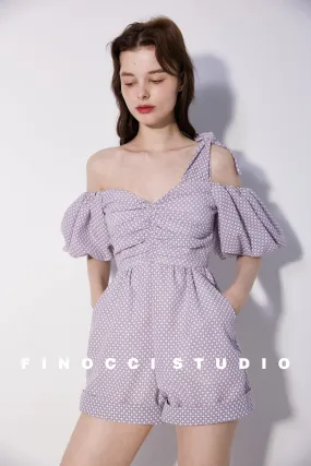 Textured soft purple asymmeric romper - Mia