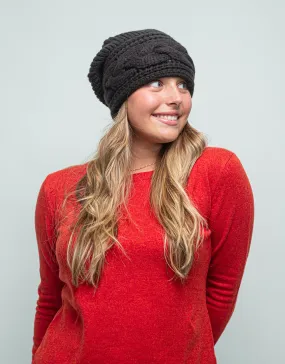 Thick Cable Hem Beanie in Tobbaco